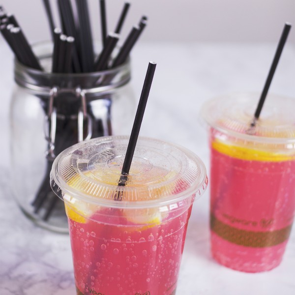 PS06C-BLK Vegware Compostable Black 5.25-in  Paper Cocktail Straws